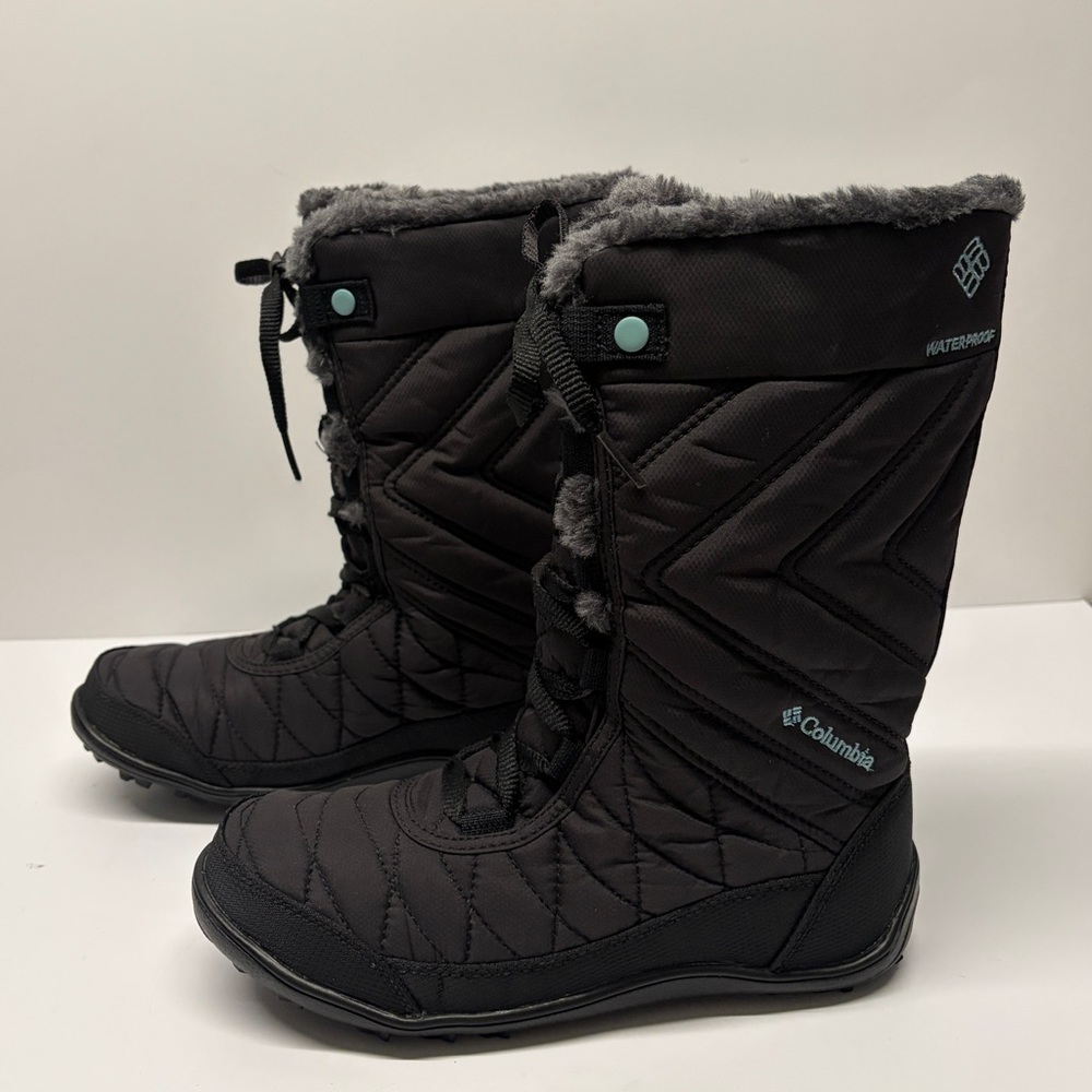 Columbia Minx Mid III Women’s Youth Winter Boots Size 4 Black Omni-Heat Waterpro